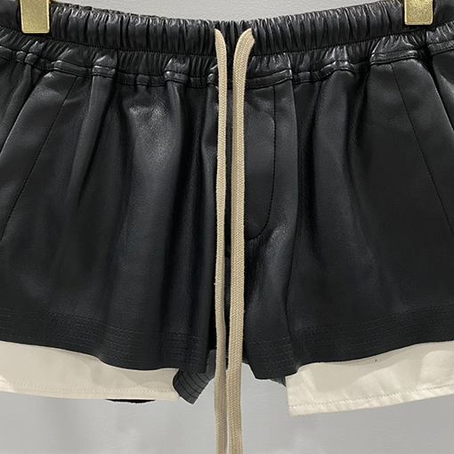 リックオウエンスコピー  PU レザーストレッチポケット ショートパンツ