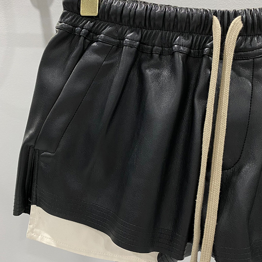 リックオウエンスコピー  PU レザーストレッチポケット ショートパンツ