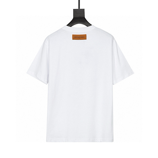 ルイヴィトン  バックカスタムレザータグファッション半袖Tシャツ