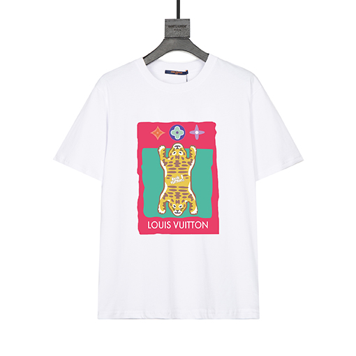 ルイヴィトン  バックカスタムレザータグファッション半袖Tシャツ