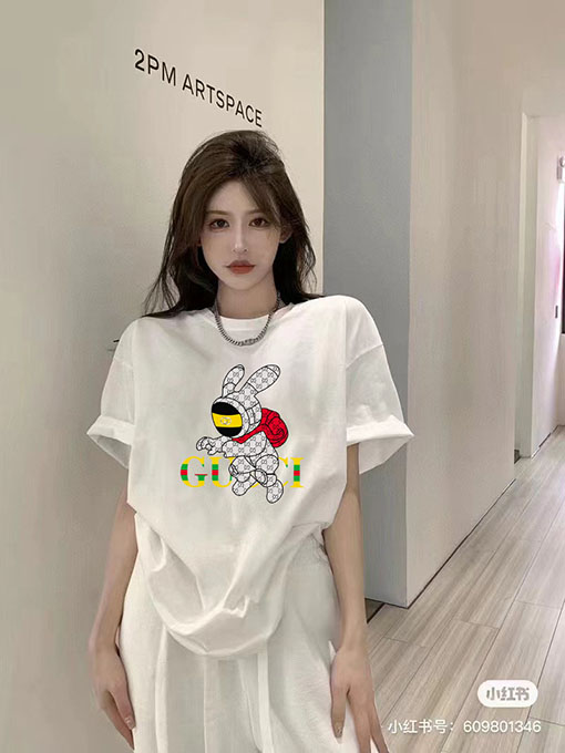 グッチコピー  ロゴプリントラックリブファッション半袖Tシャツ