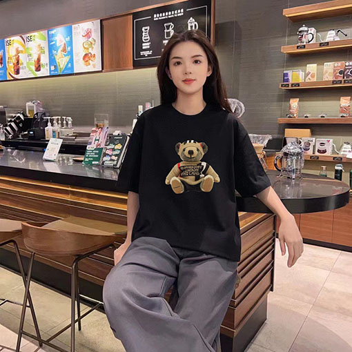 バーバリー ファッションくまプリント半袖Tシャツ
