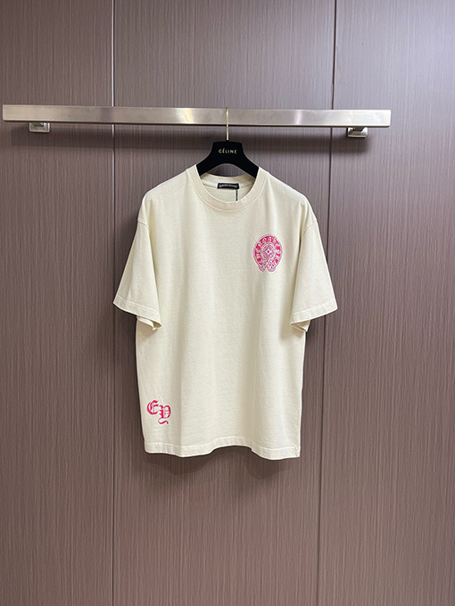 クロムハーツ レザーロゴフォームラウンドネック半袖Tシャツ
