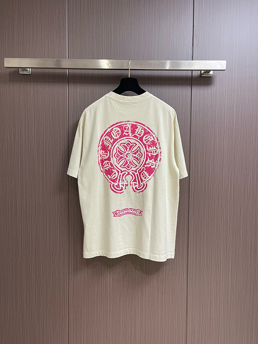 クロムハーツ レザーロゴフォームラウンドネック半袖Tシャツ