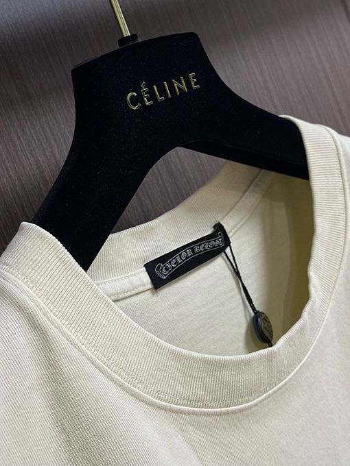 クロムハーツ レザーロゴフォームラウンドネック半袖Tシャツ