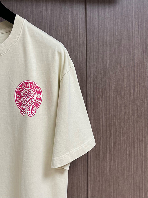 クロムハーツ レザーロゴフォームラウンドネック半袖Tシャツ