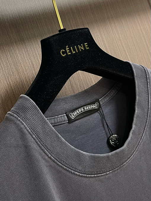 クロムハーツ レザーロゴフォームラウンドネック半袖Tシャツ