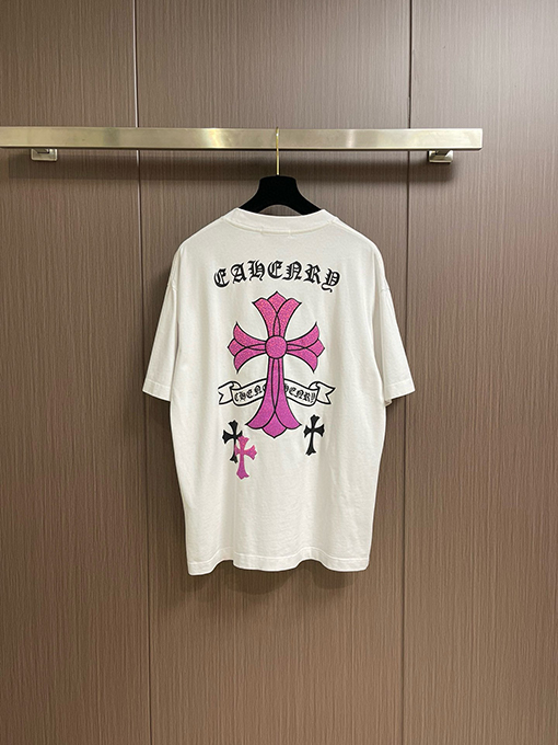クロムハーツコピー レザーロゴ発泡ファッション半袖Tシャツ