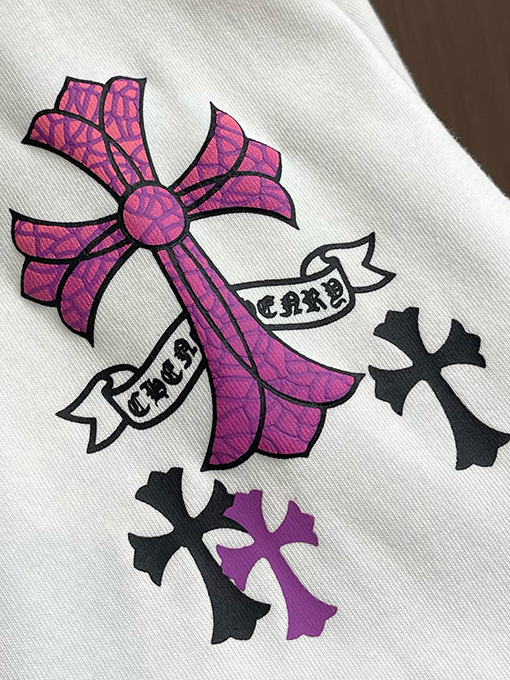 クロムハーツコピー レザーロゴ発泡ファッション半袖Tシャツ