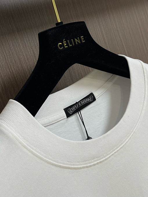 クロムハーツコピー レザーロゴ発泡ファッション半袖Tシャツ