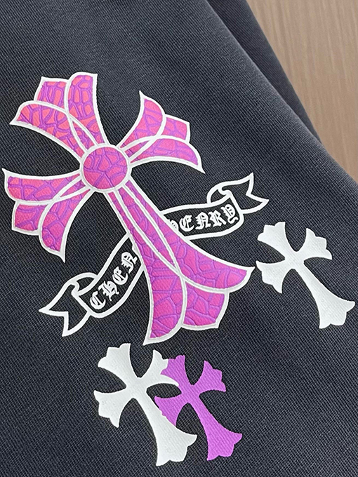 クロムハーツコピー レザーロゴ発泡ファッション半袖Tシャツ