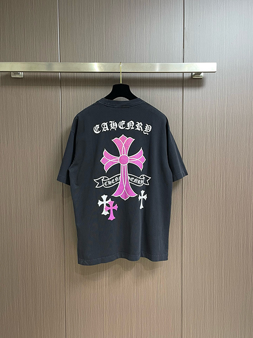 クロムハーツコピー レザーロゴ発泡ファッション半袖Tシャツ