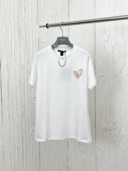 ルイヴィトンスーパーコピー 七夕バレンタイン限定チェーン刺繍半袖Tシャツ