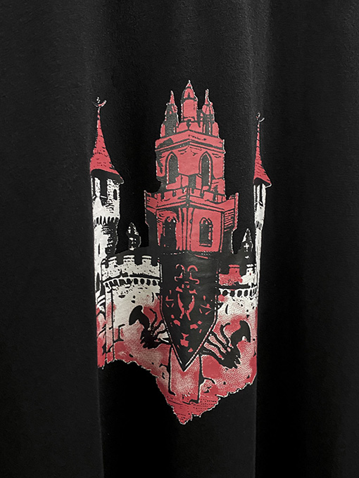 バレンシアガコピー 新しい城の柄の直噴プリント半袖Tシャツ