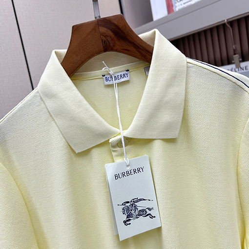 バーバリー 新しい乗馬騎士ロゴ刺繍ビーズメッシュ半袖ポロシャツ