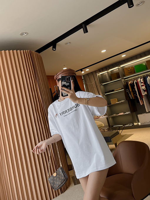 バーバリーコピー マイクロプリントくまの綿ルーズ半袖Tシャツ