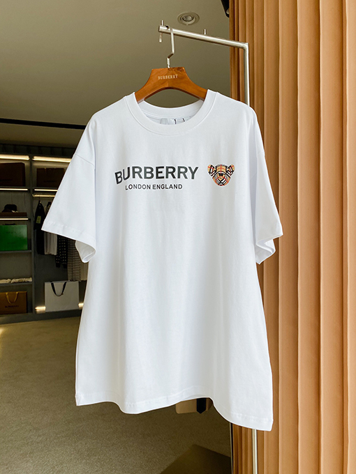 バーバリーコピー マイクロプリントくまの綿ルーズ半袖Tシャツ