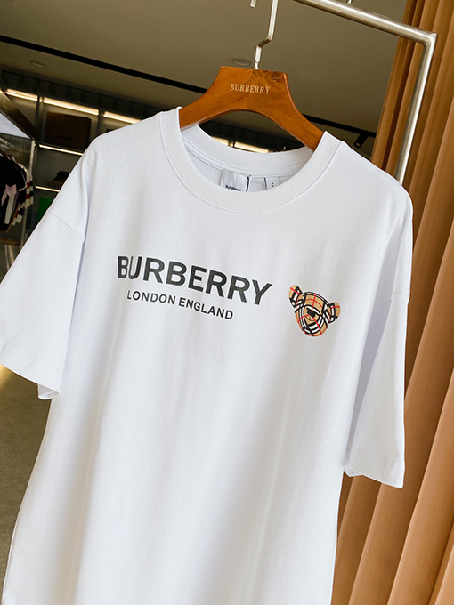 バーバリーコピー マイクロプリントくまの綿ルーズ半袖Tシャツ