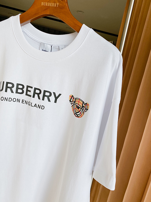 バーバリーコピー マイクロプリントくまの綿ルーズ半袖Tシャツ