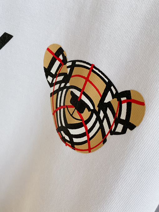 バーバリーコピー マイクロプリントくまの綿ルーズ半袖Tシャツ