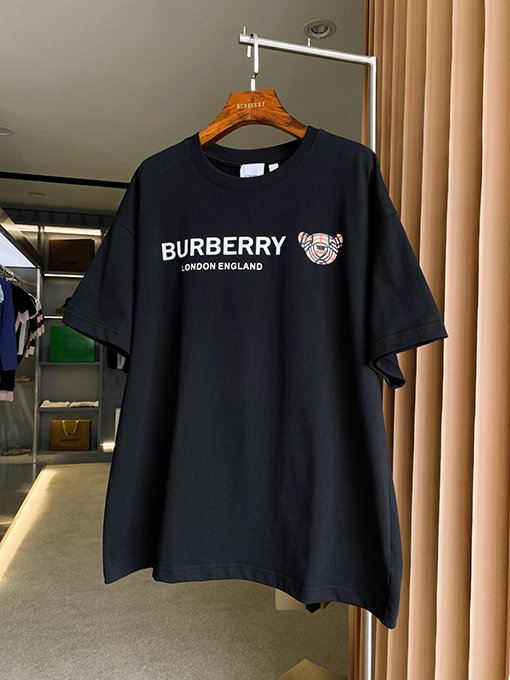 バーバリーコピー マイクロプリントくまの綿ルーズ半袖Tシャツ