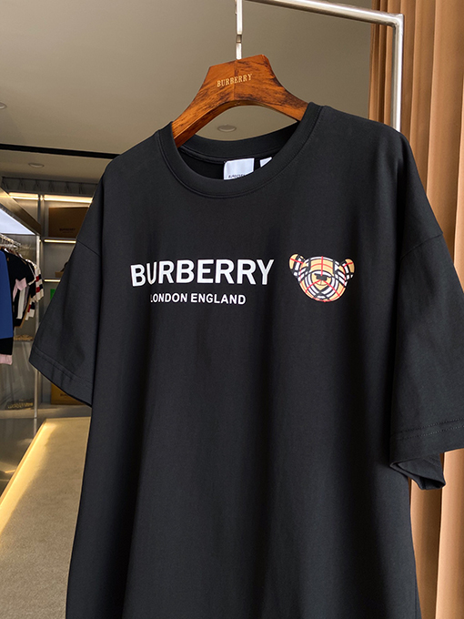 バーバリーコピー マイクロプリントくまの綿ルーズ半袖Tシャツ