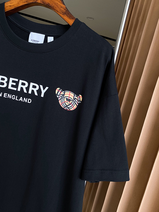 バーバリーコピー マイクロプリントくまの綿ルーズ半袖Tシャツ