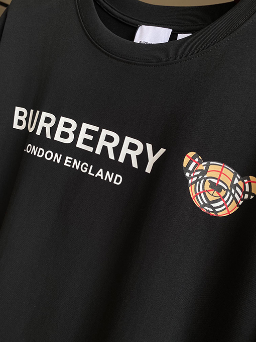 バーバリーコピー マイクロプリントくまの綿ルーズ半袖Tシャツ