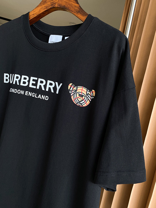 バーバリーコピー マイクロプリントくまの綿ルーズ半袖Tシャツ