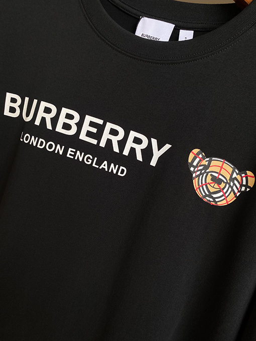 バーバリーコピー マイクロプリントくまの綿ルーズ半袖Tシャツ