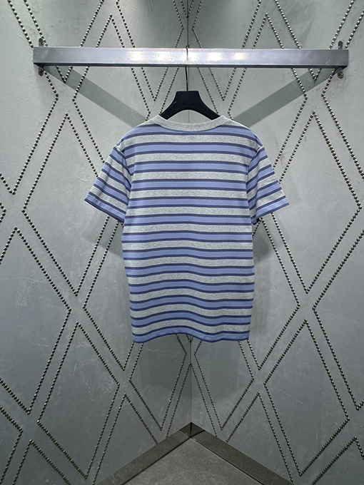 ディオール  新しいヴィンテージスタイルのストライプ柄半袖Tシャツ