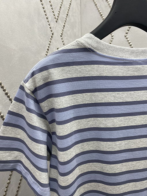 ディオール  新しいヴィンテージスタイルのストライプ柄半袖Tシャツ