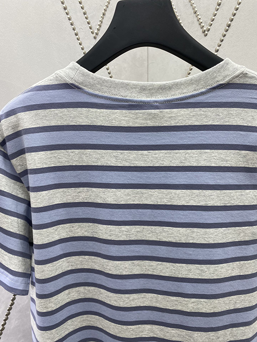 ディオール  新しいヴィンテージスタイルのストライプ柄半袖Tシャツ