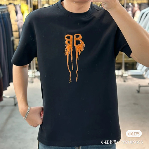 バレンシアガ  ダブル B フォームプリントロゴ半袖Tシャツ