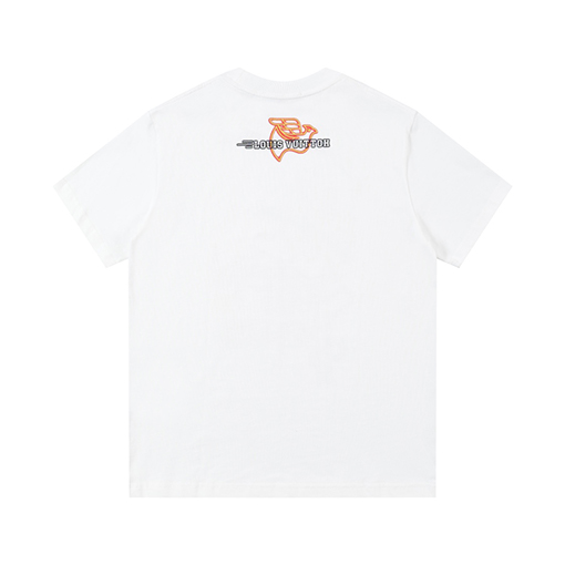 ルイヴィトンスーパーコピー  ロゴ刺繍クラシックラウンドネック半袖Tシャツ