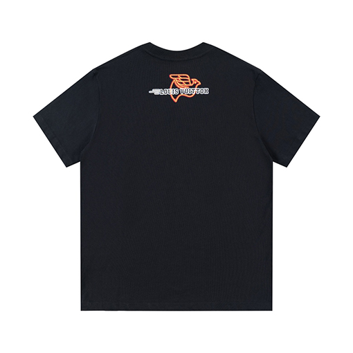ルイヴィトンスーパーコピー  ロゴ刺繍クラシックラウンドネック半袖Tシャツ