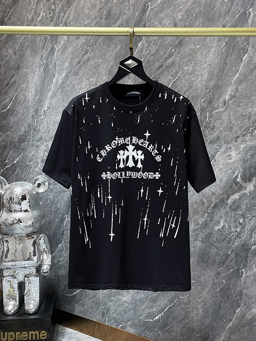 クロムハーツコピー スプラッシュクロスサンスクリット満天星半袖Tシャツ