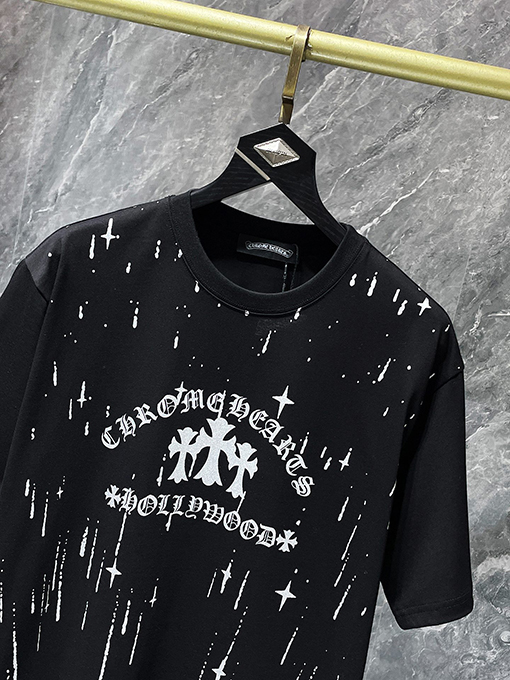 クロムハーツコピー スプラッシュクロスサンスクリット満天星半袖Tシャツ