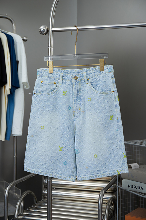 ルイヴィトンコピー コラボレーションカラー刺繍デニムパンツ
