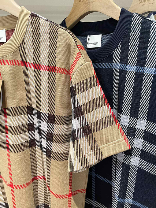 バーバリースーパーコピー 新しいチェック柄のストライプニット半袖Tシャツ