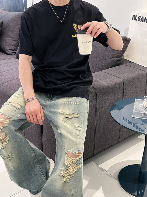 ルイヴィトン  パターンロゴクルーネック半袖Tシャツ