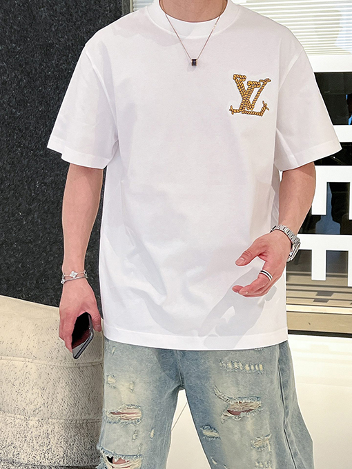 ルイヴィトン  パターンロゴクルーネック半袖Tシャツ