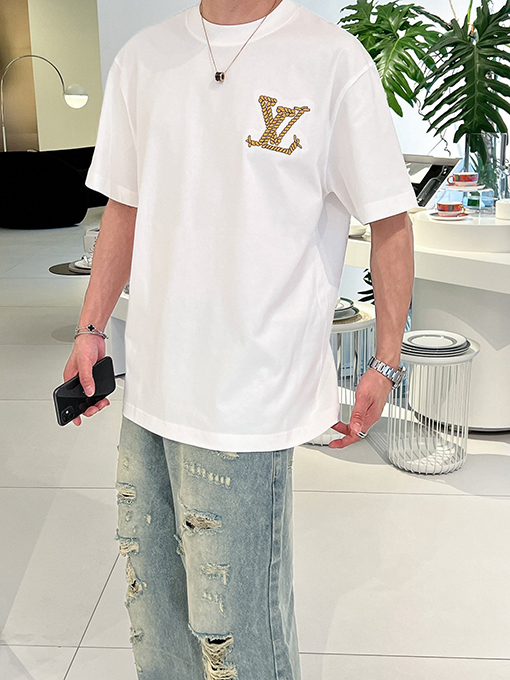 ルイヴィトン  パターンロゴクルーネック半袖Tシャツ