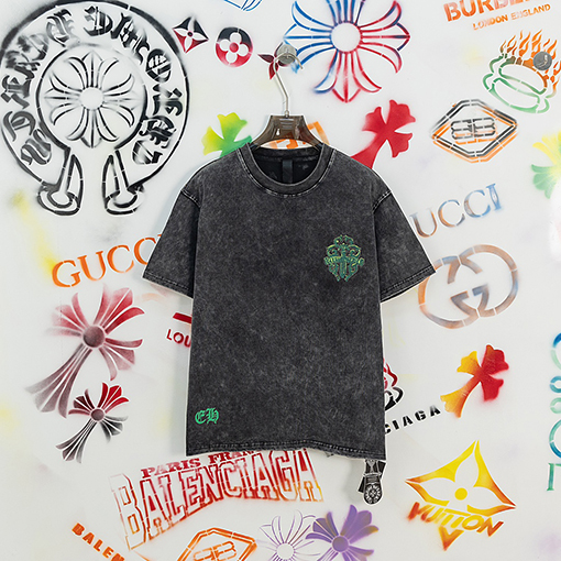 クロムハーツコピー クラシックなサンスクリットプリント半袖Tシャツ