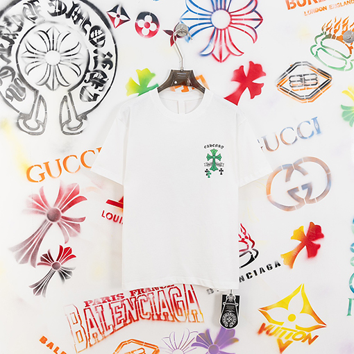 クロムハーツスーパーコピー  ぼかしプリントロゴ半袖Tシャツ