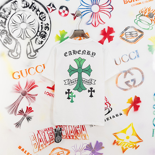 クロムハーツスーパーコピー  ぼかしプリントロゴ半袖Tシャツ