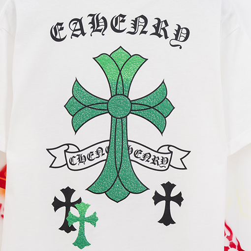 クロムハーツスーパーコピー  ぼかしプリントロゴ半袖Tシャツ
