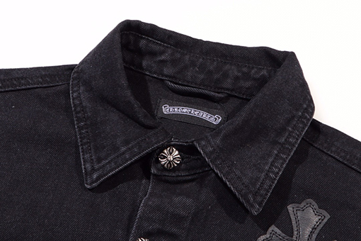 クロムハーツ レザークロスレザー刺繍シャツデニムジャケット