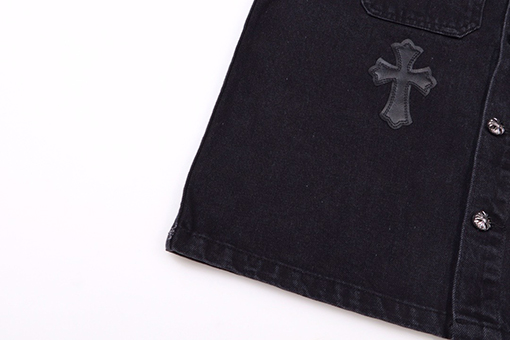 クロムハーツ レザークロスレザー刺繍シャツデニムジャケット