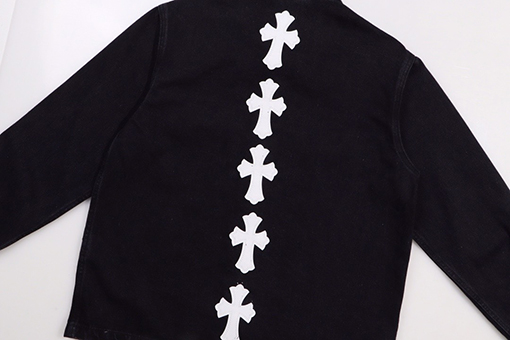 クロムハーツコピー レザークロスレザー刺繍デニムジャケット
